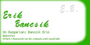 erik bancsik business card